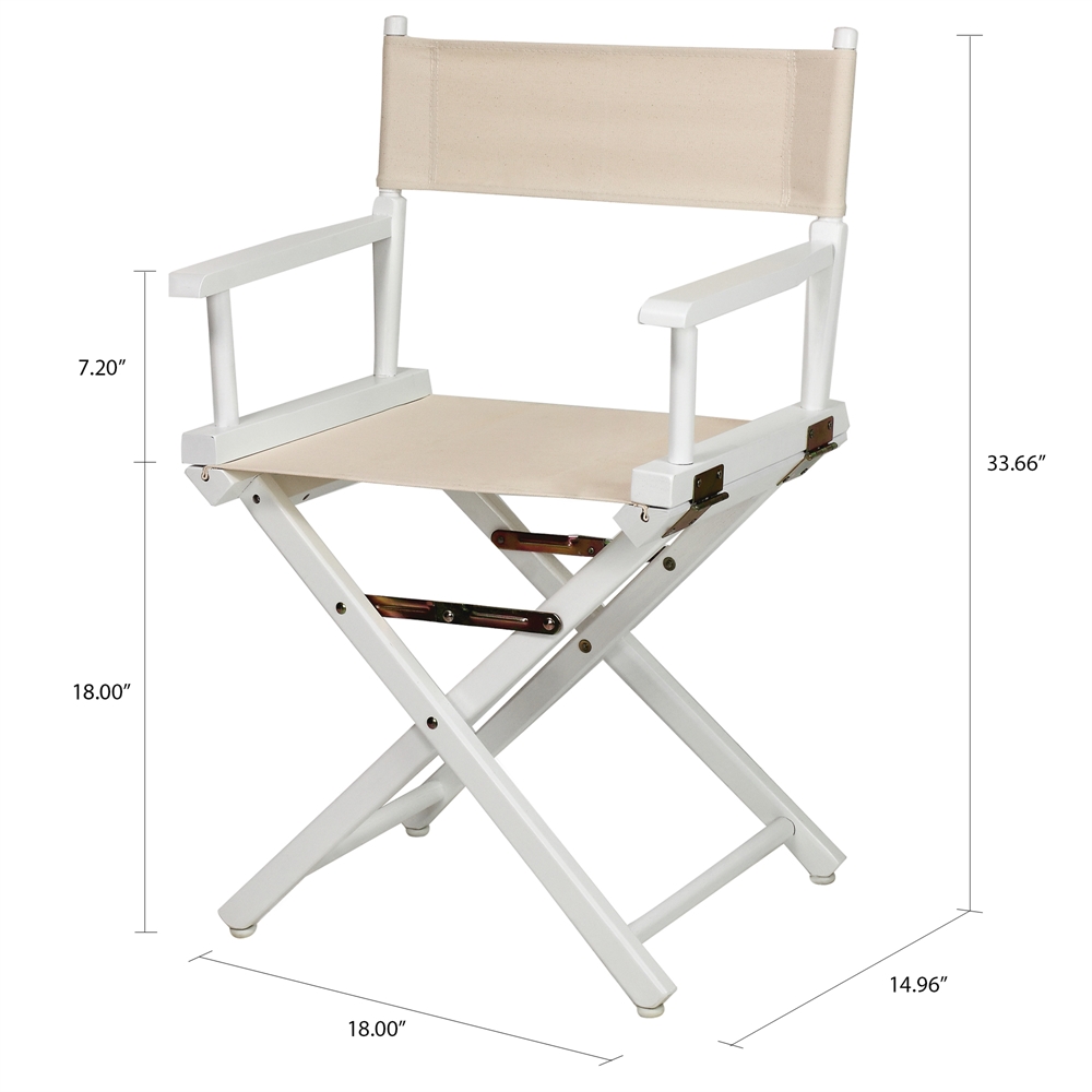 18" Director's Chair White Frame-Natural/Wheat Canvas. Picture 5
