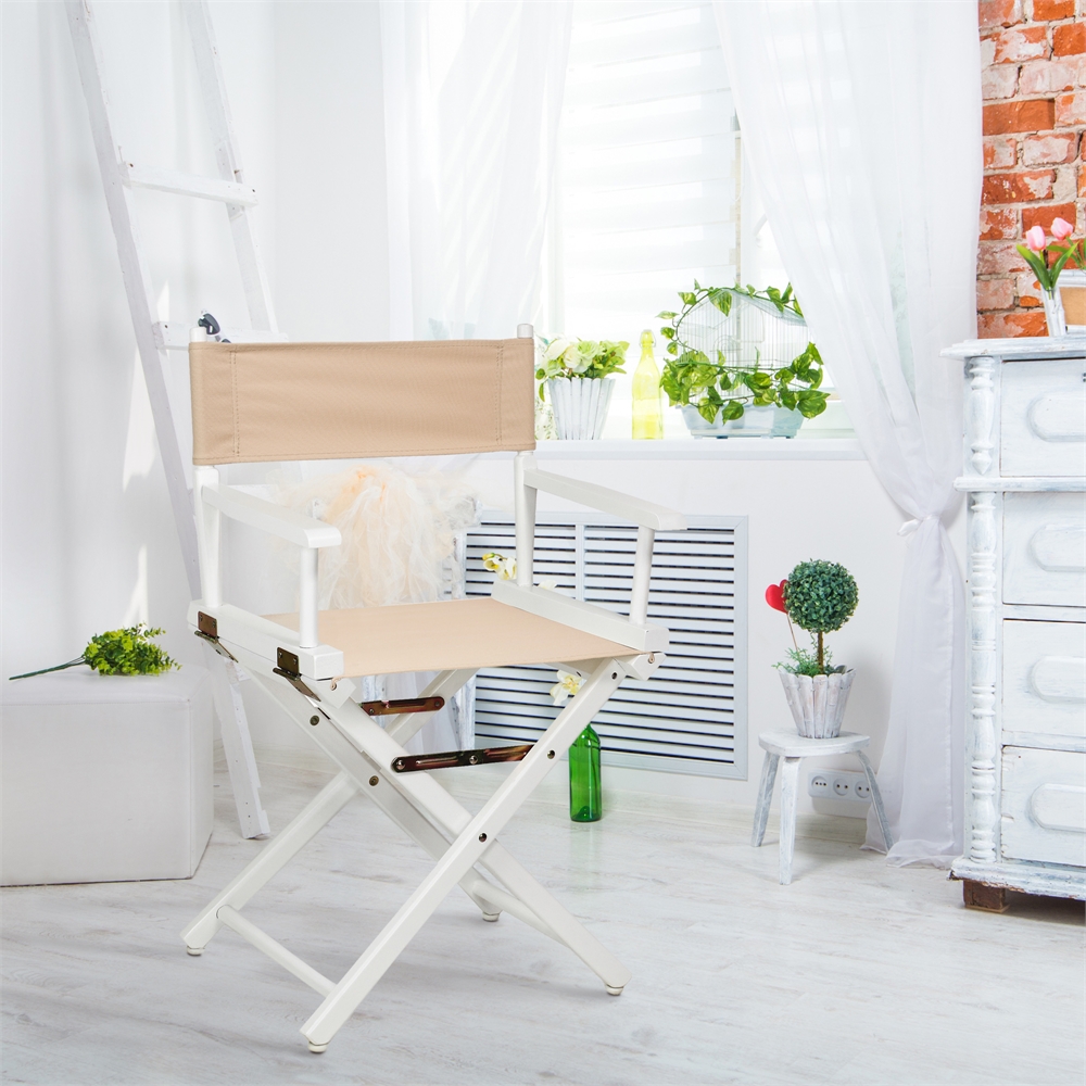 18" Director's Chair White Frame-Tan Canvas. Picture 7