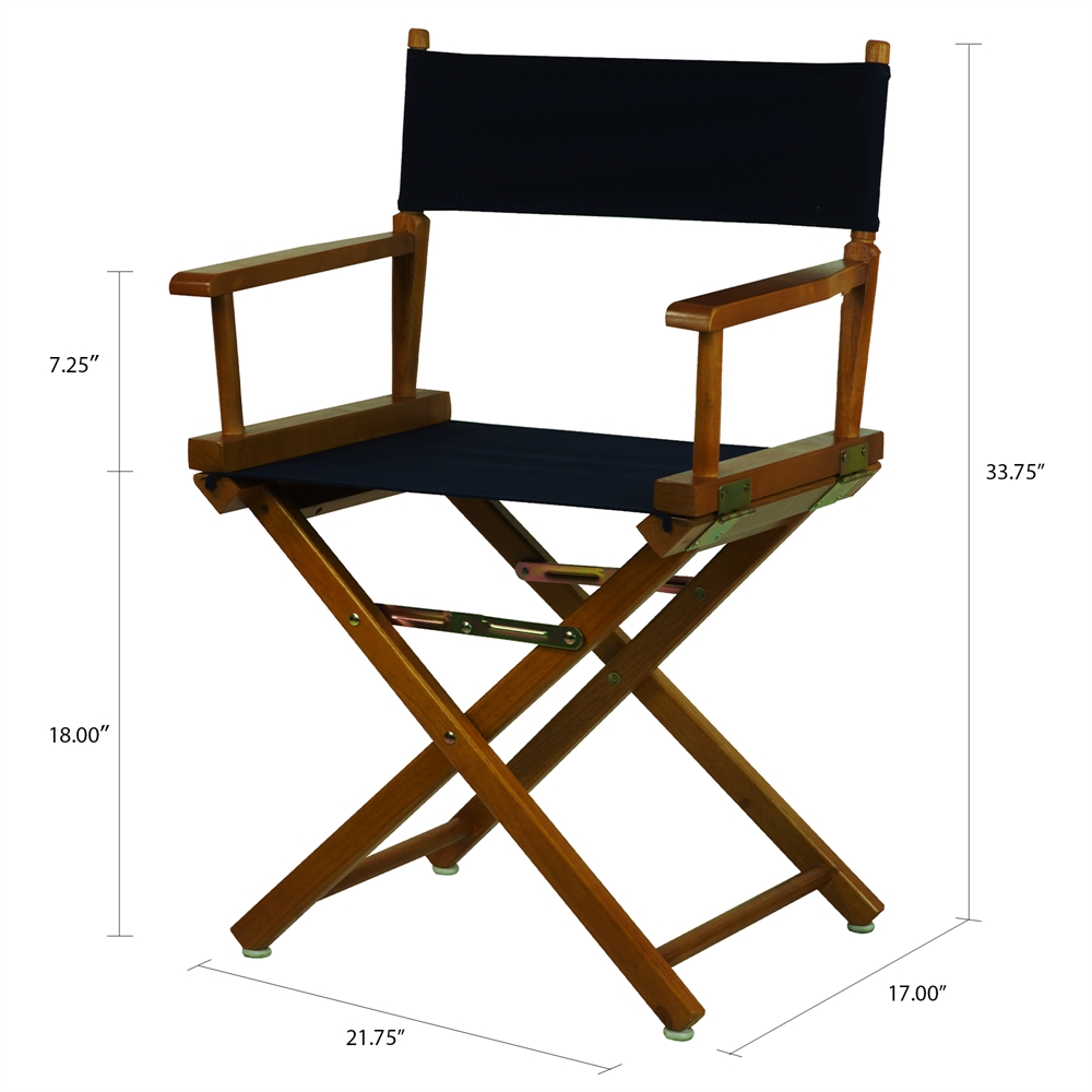 18" Director's Chair Honey Oak Frame-Navy Blue Canvas. Picture 5