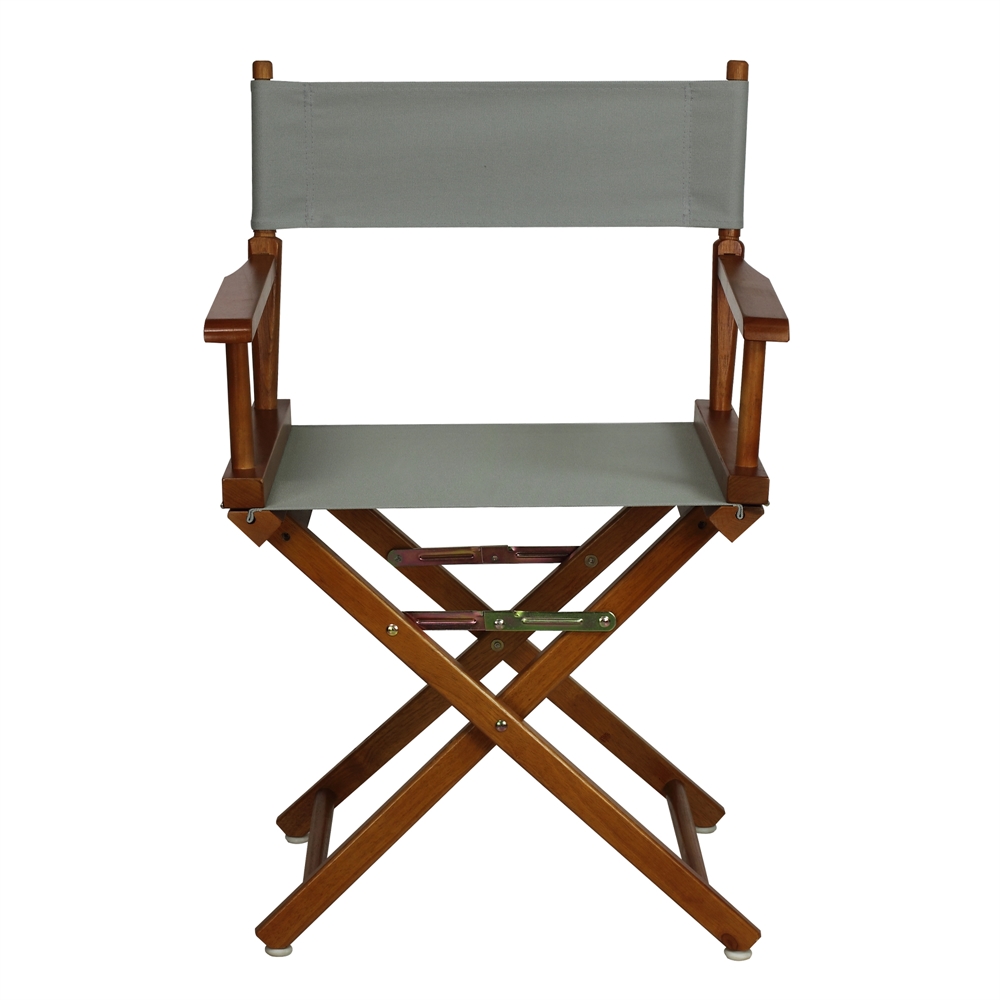18" Director's Chair Honey Oak Frame-Gray Canvas. Picture 1
