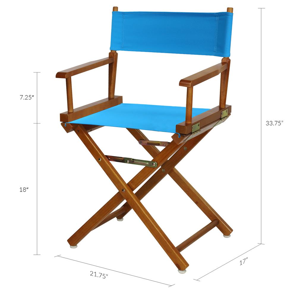 18" Director's Chair Honey Oak Frame-Turquoise Canvas. Picture 6