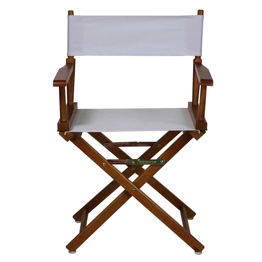 18" Director's Chair Honey Oak Frame-White Canvas. Picture 1