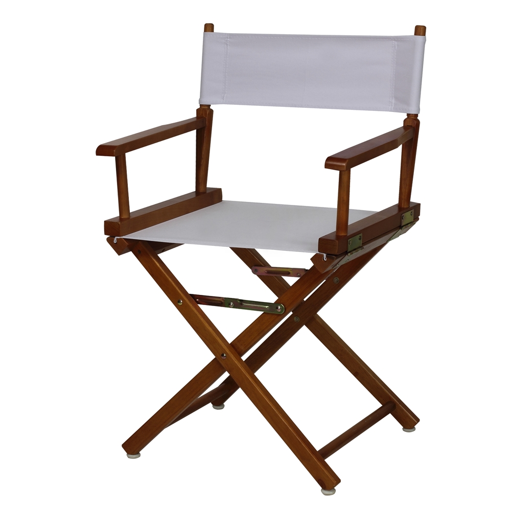 18" Director's Chair Honey Oak Frame-White Canvas. Picture 4