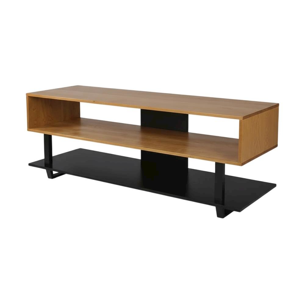 Two-Tone Cherry and Black TV Stand with Solid American Cherry Top and Pine Frame. Picture 1