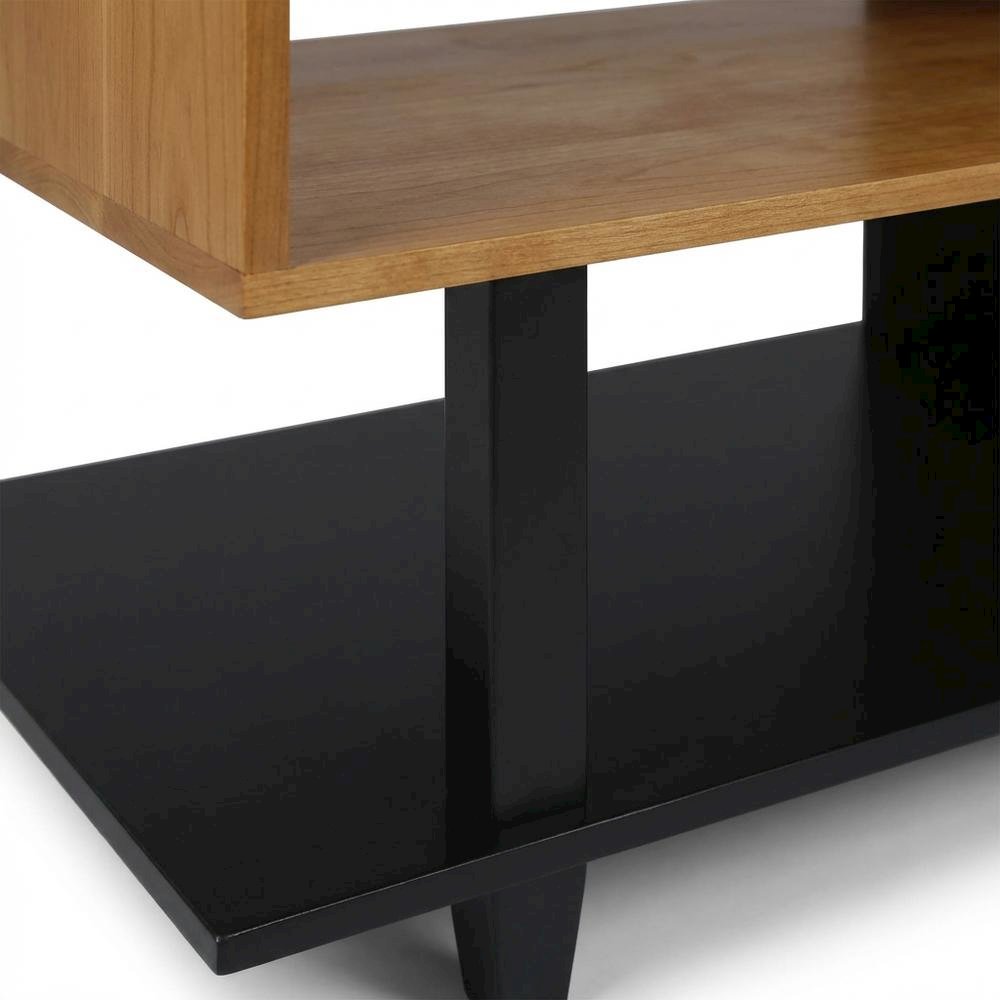 Two-Tone Cherry and Black TV Stand with Solid American Cherry Top and Pine Frame. Picture 6