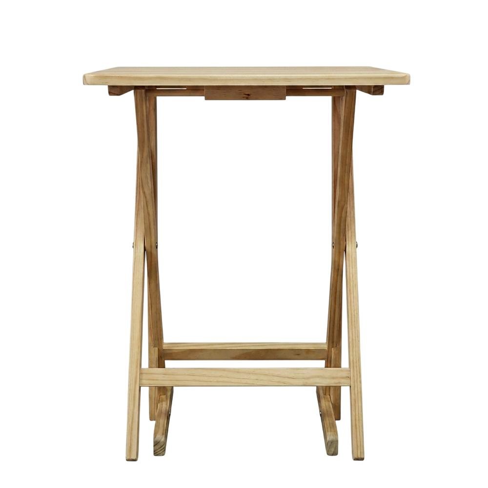 Brown Wooden 5pcs Folding Tables Set with Stand – TV Trays Set of 4. Picture 4