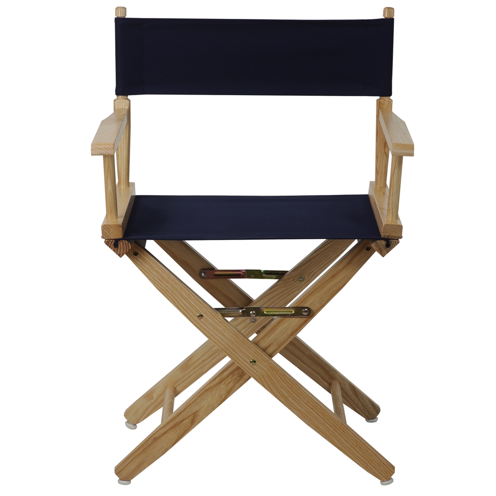 American Trails Extra-Wide Premium 18"  Directors Chair Natural Frame W/Navy Color Cover. Picture 1