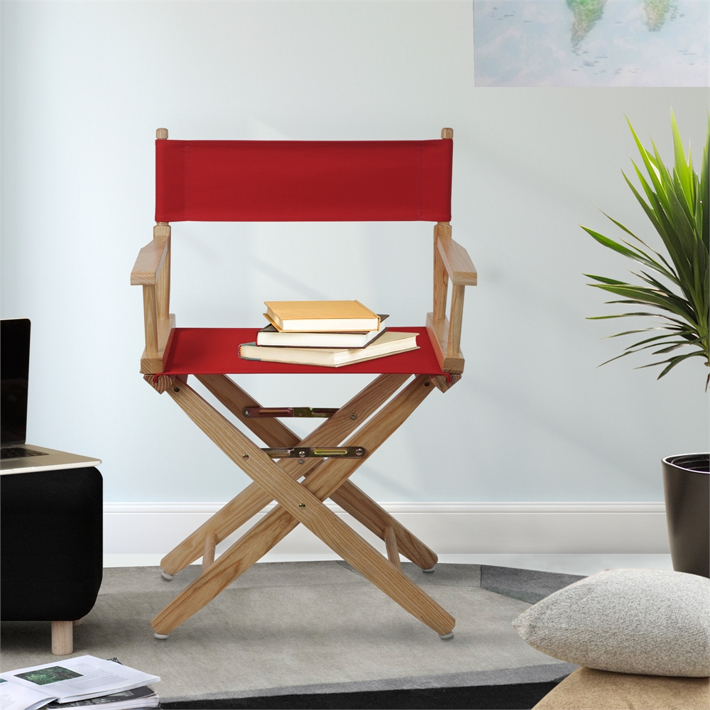 American Trails Extra-Wide Premium 18"  Directors Chair Natural Frame W/Red Color Cover. Picture 7