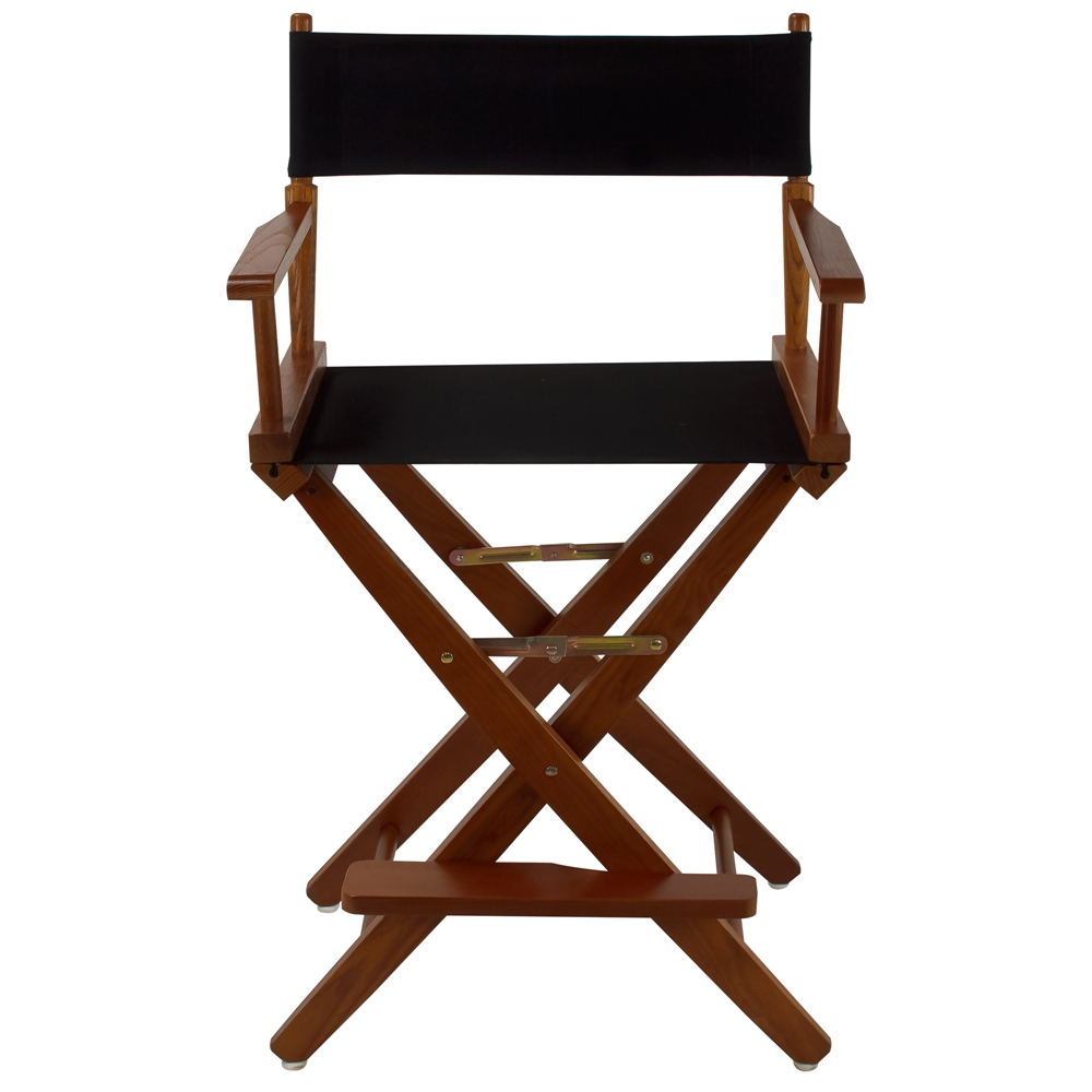 American Trails Extra-Wide Premium 24"  Directors Chair Mission Oak Frame W/Black Color Cover. Picture 1