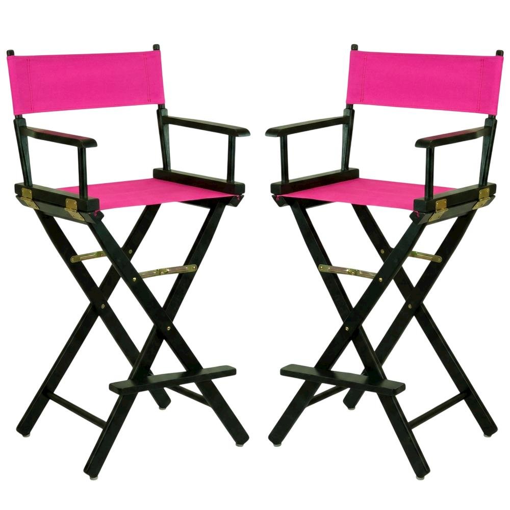 Magenta Director's Chair, Black Frame, 30-Inch Bar Height Folding. Picture 1