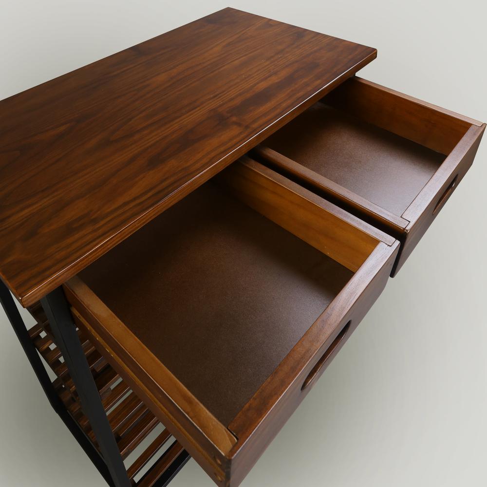 Solid Wood 28" Wide Rolling Kitchen Island Trolley with Wine Rack and Drawer. Picture 10