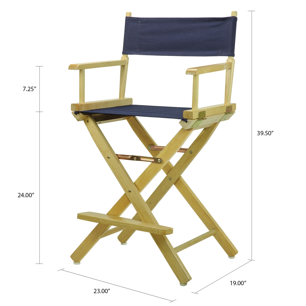 24" Director's Chair Natural Frame-Navy Blue Canvas. Picture 5