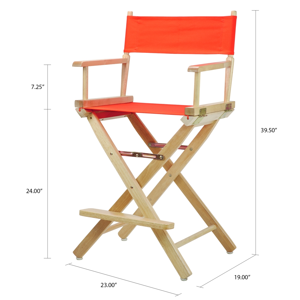 24" Director's Chair Natural Frame-Orange Canvas. Picture 5