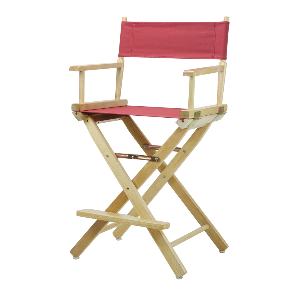 24" Director's Chair Natural Frame-Burgundy Canvas. Picture 2