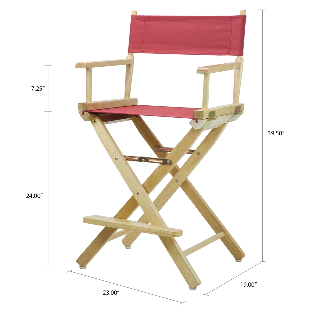 24" Director's Chair Natural Frame-Burgundy Canvas. Picture 5