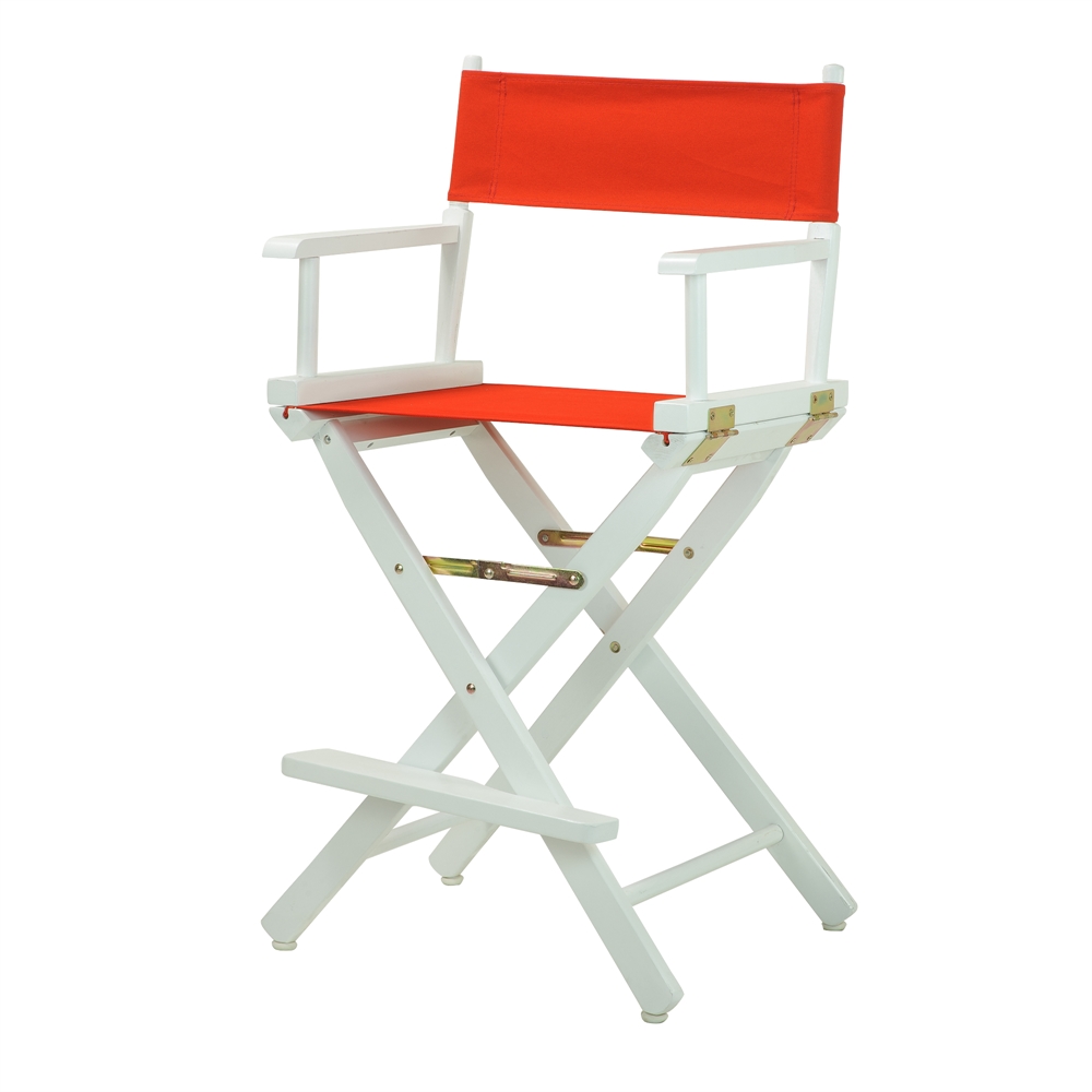 24" Director's Chair White Frame-Red Canvas. Picture 1