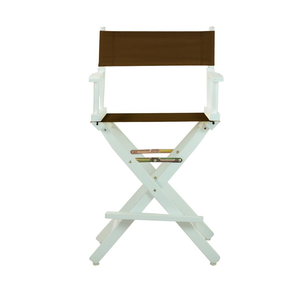 24" Director's Chair White Frame-Brown Canvas. Picture 1