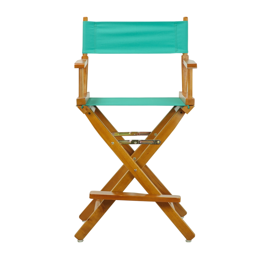 24" Director's Chair Honey Oak Frame-Teal Canvas. Picture 1