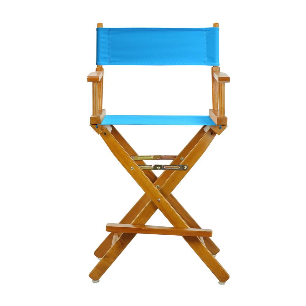 24" Director's Chair Honey Oak Frame-Turquoise Canvas. Picture 1