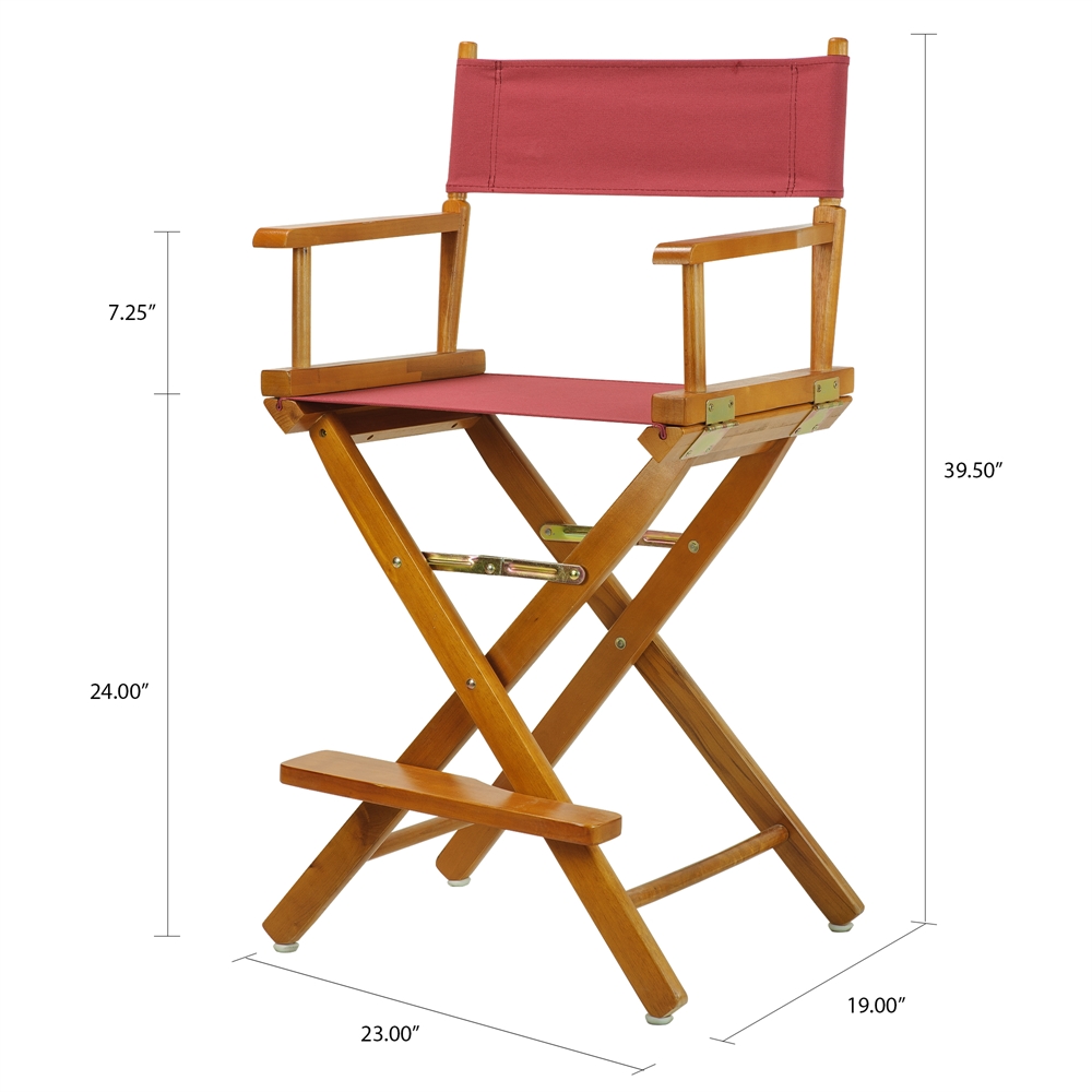 24" Director's Chair Honey Oak Frame-Burgundy Canvas. Picture 5