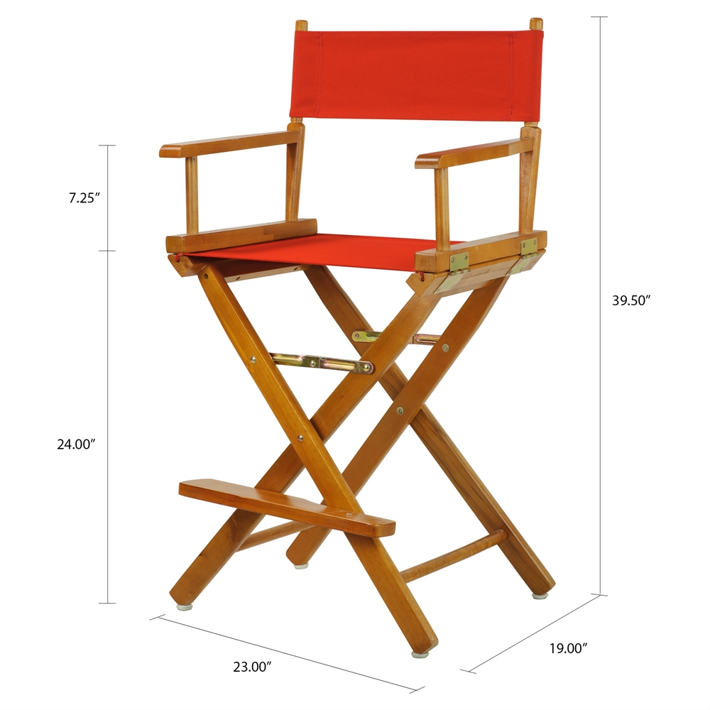 24" Director's Chair Honey Oak Frame-Red Canvas. Picture 5