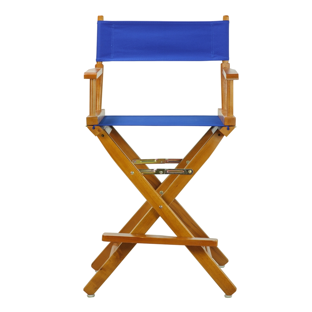 24" Director's Chair Honey Oak Frame-Royal Blue Canvas. Picture 1