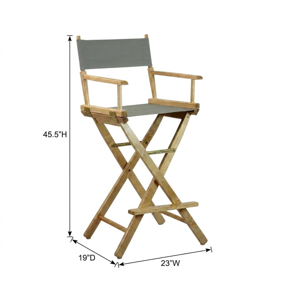 Gray Director's Chair, Natural Wood Frame, 30-Inch Bar Height. Picture 7