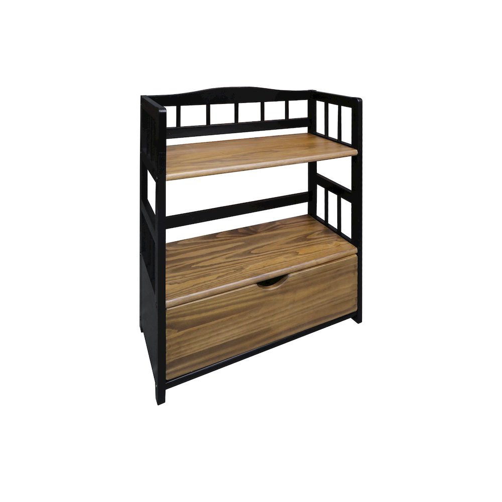 Solid Wood 2-Tier Small Bookshelf with Drawer. Picture 4