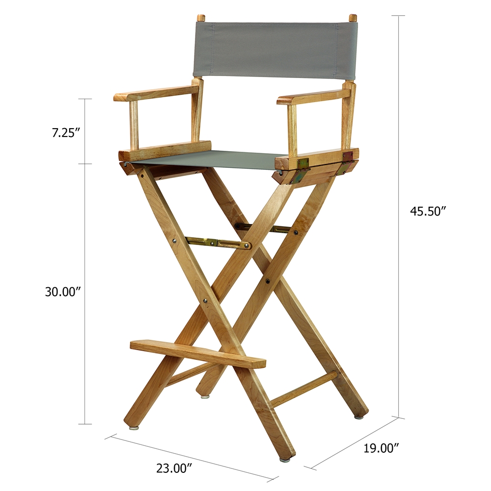 30" Director's Chair Natural Frame-Gray Canvas. Picture 5