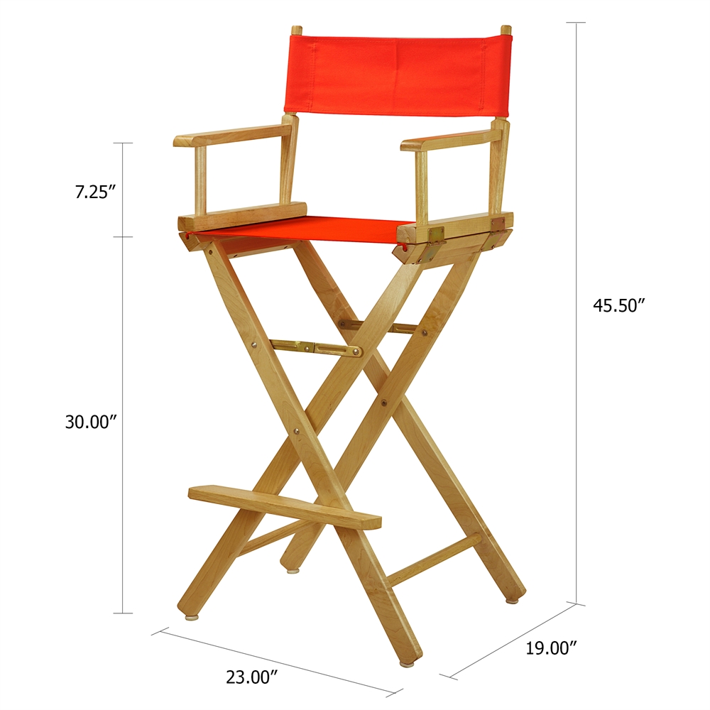 30" Director's Chair Natural Frame-Orange Canvas. Picture 5
