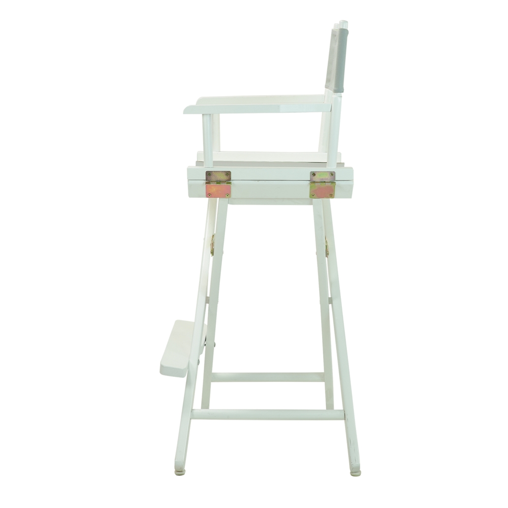 30" Director's Chair White Frame-Gray Canvas. Picture 3