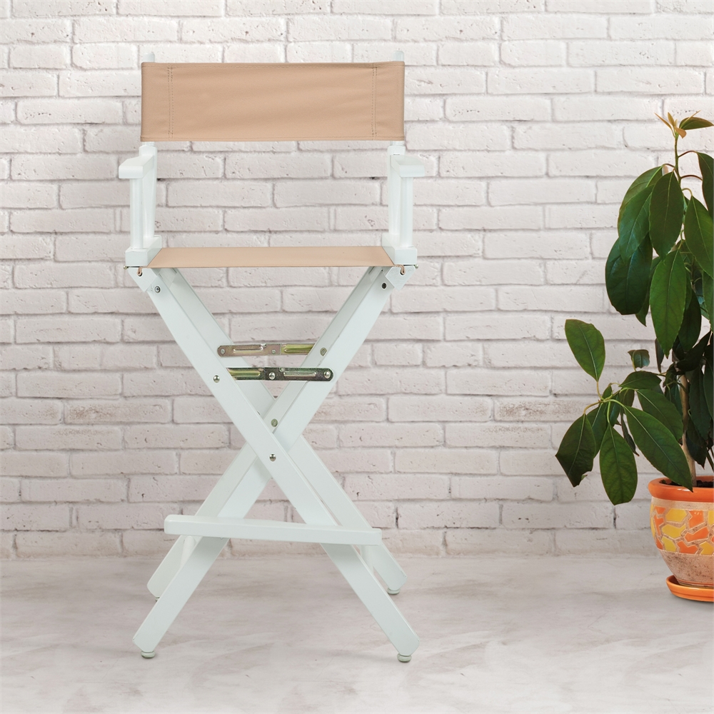 30" Director's Chair White Frame-Tan Canvas. Picture 8