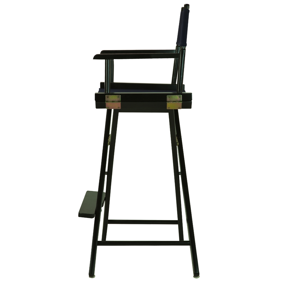 Navy Blue Canvas Director Chair with Solid Wood Frame, Foldable Design. Picture 5