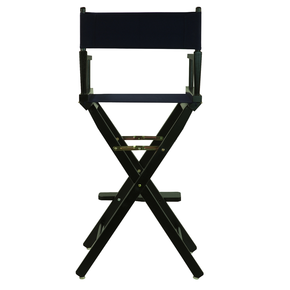 Navy Blue Canvas Director Chair with Solid Wood Frame, Foldable Design. Picture 6