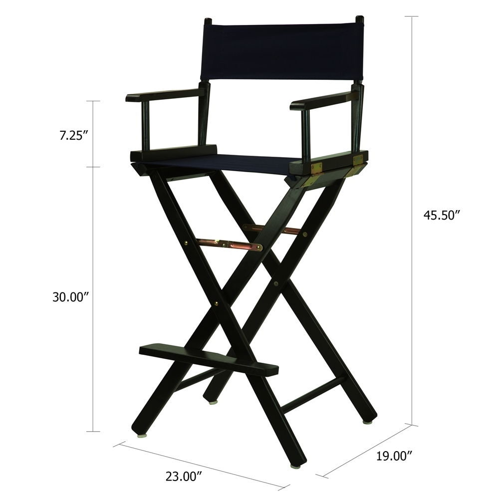 Navy Blue Canvas Director Chair with Solid Wood Frame, Foldable Design. Picture 7