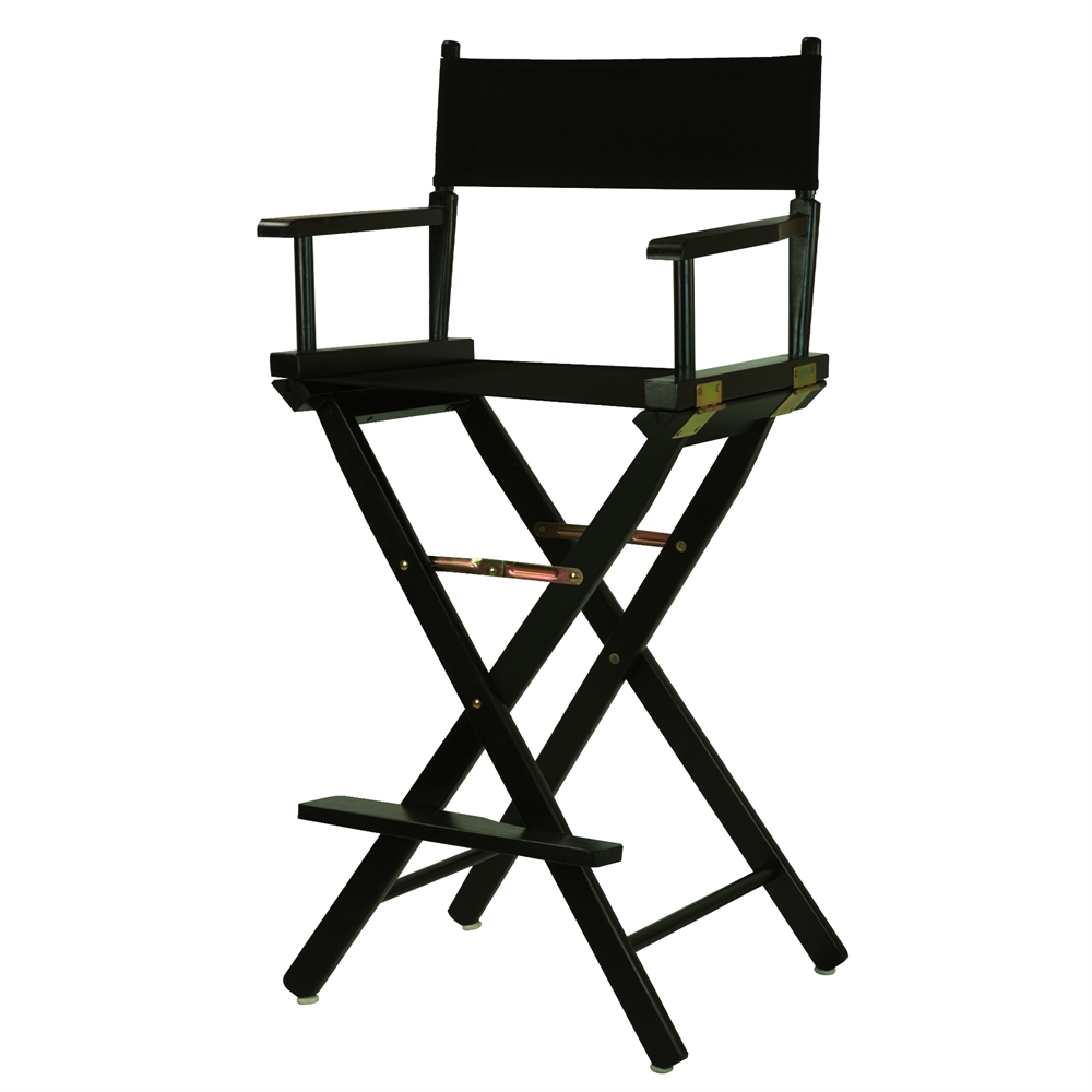 30" Director's Chair Black Frame-Black Canvas. Picture 1