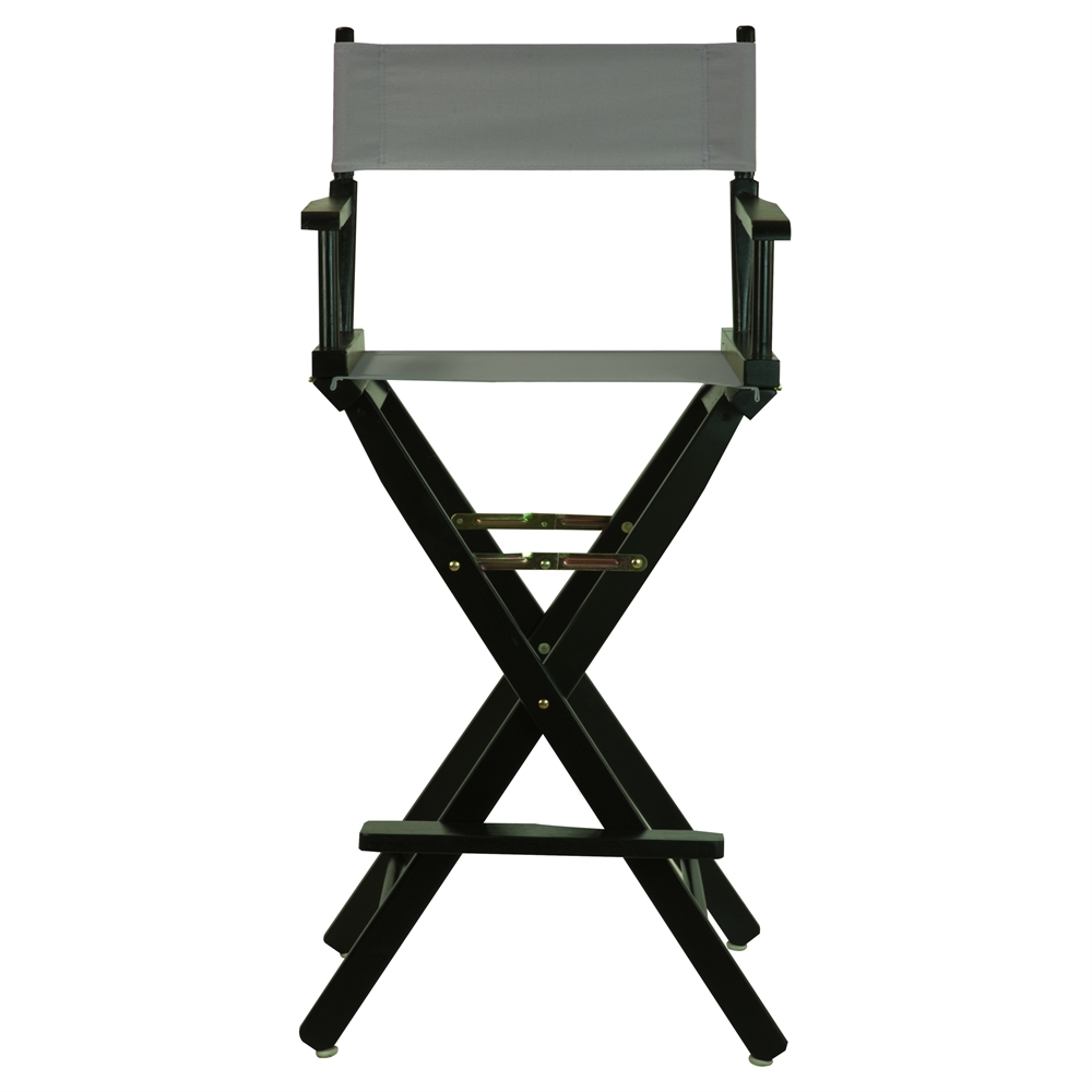 30" Director's Chair Black Frame-Gray Canvas. Picture 1