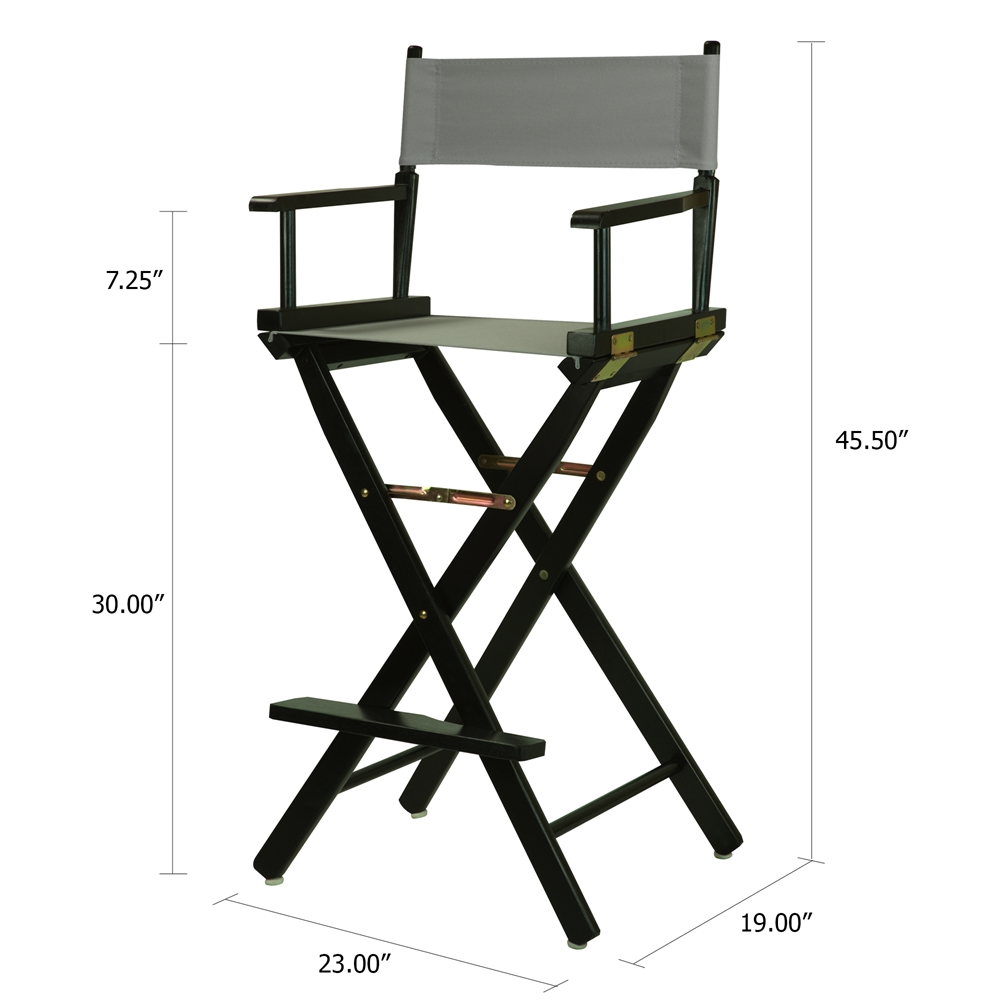 30" Director's Chair Black Frame-Gray Canvas. Picture 5