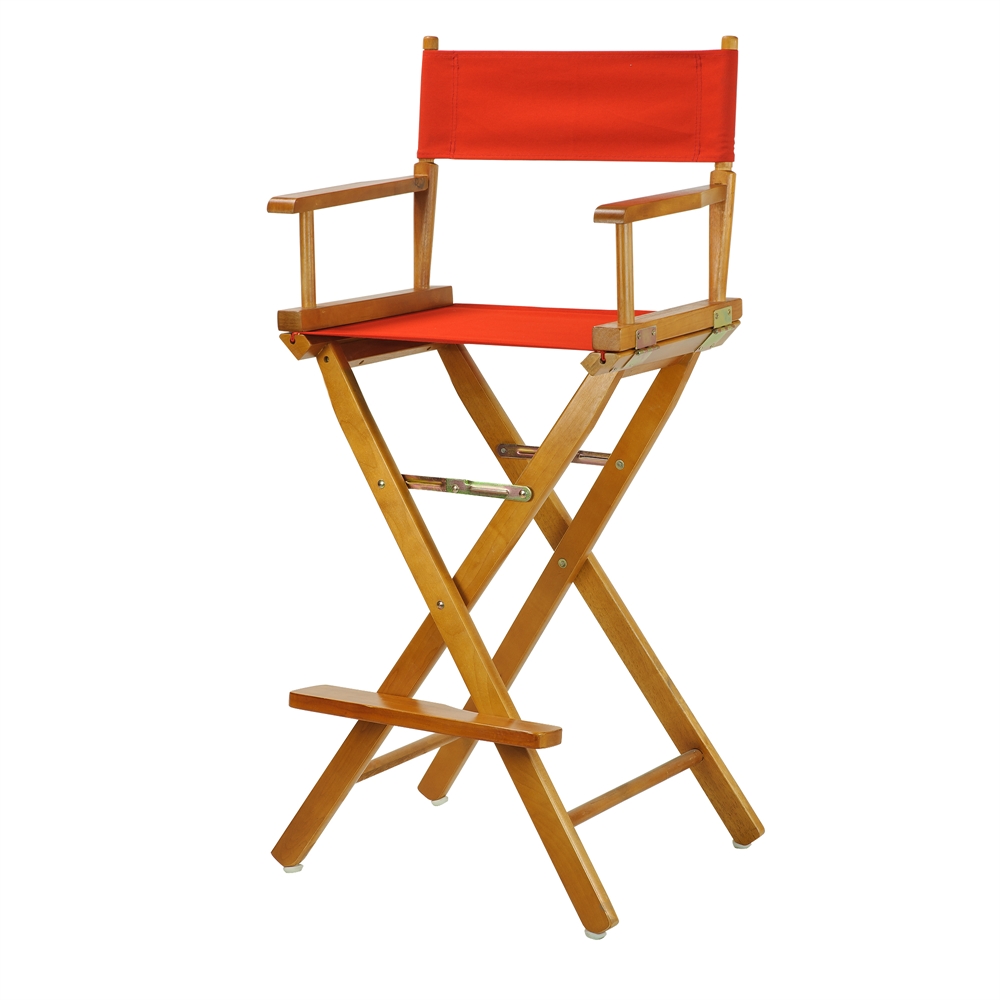 30" Director's Chair Honey Oak Frame-Red Canvas. Picture 2