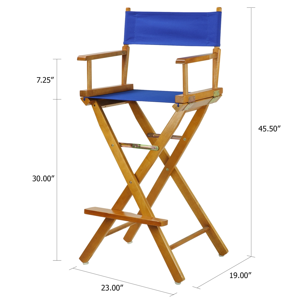 30" Director's Chair Honey Oak Frame-Royal Blue Canvas. Picture 5