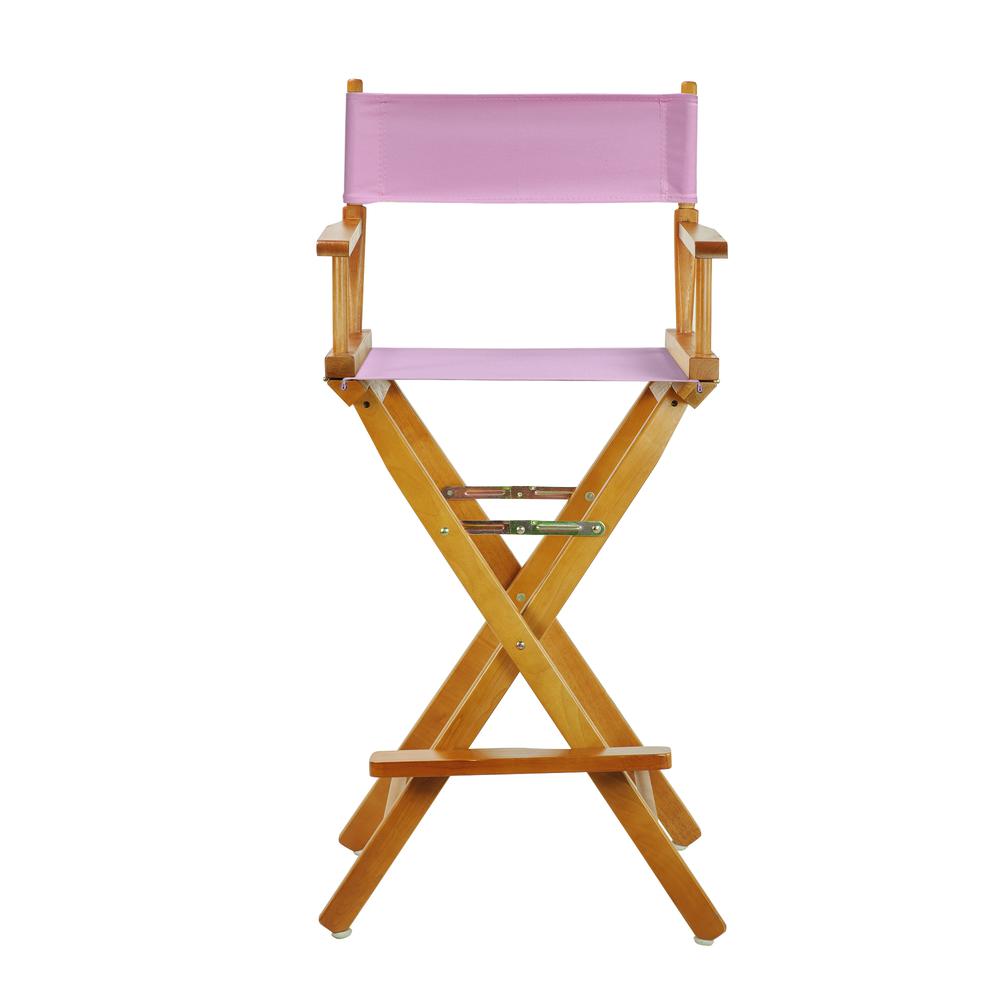 30" Director's Chair Honey Oak Frame-Pink Canvas. Picture 1