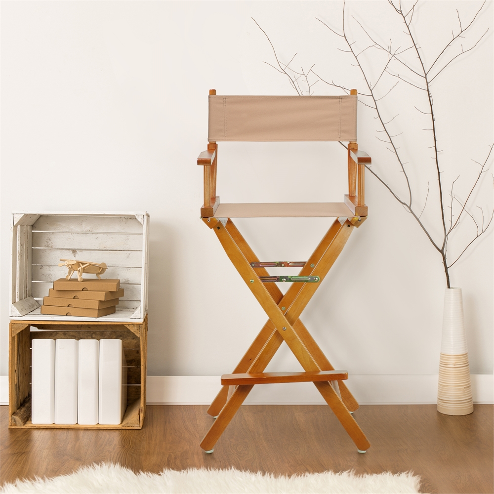 30" Director's Chair Honey Oak Frame-Tan Canvas. Picture 2