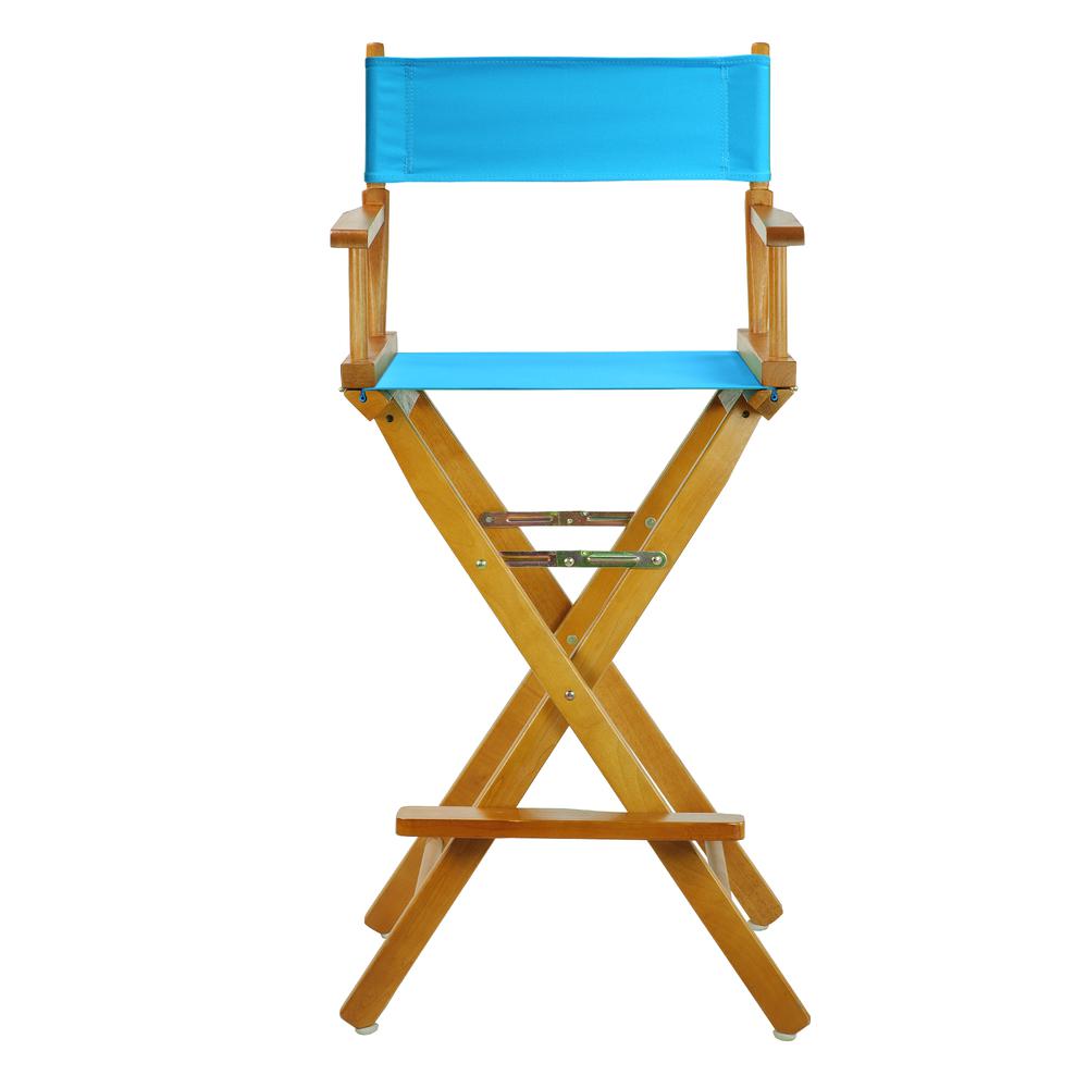 30" Director's Chair Honey Oak Frame-Turquoise Canvas. Picture 1