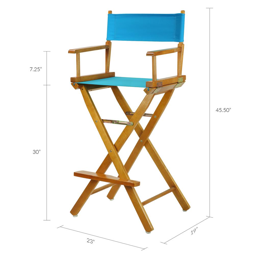 30" Director's Chair Honey Oak Frame-Turquoise Canvas. Picture 6