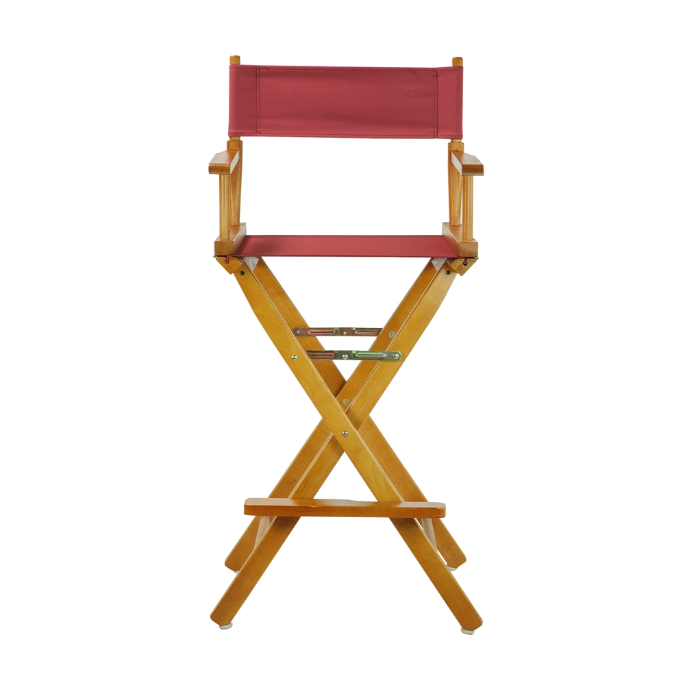 30" Director's Chair Honey Oak Frame-Burgundy Canvas. Picture 1