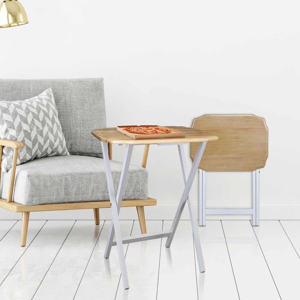 Medallion 2pcs Tray Table Set - Natural/White. Picture 9