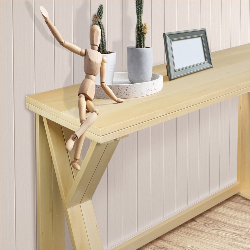 Aztecs Folding Console to Dining Convertible Table with Solid American Basswood. Picture 14