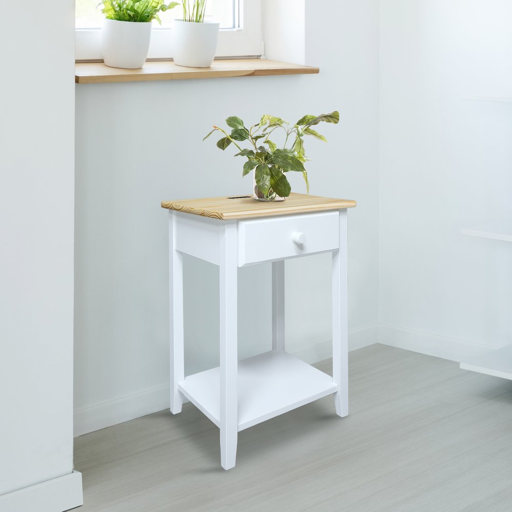 Night Owl Nightstand with USB Port - Natural White. Picture 8