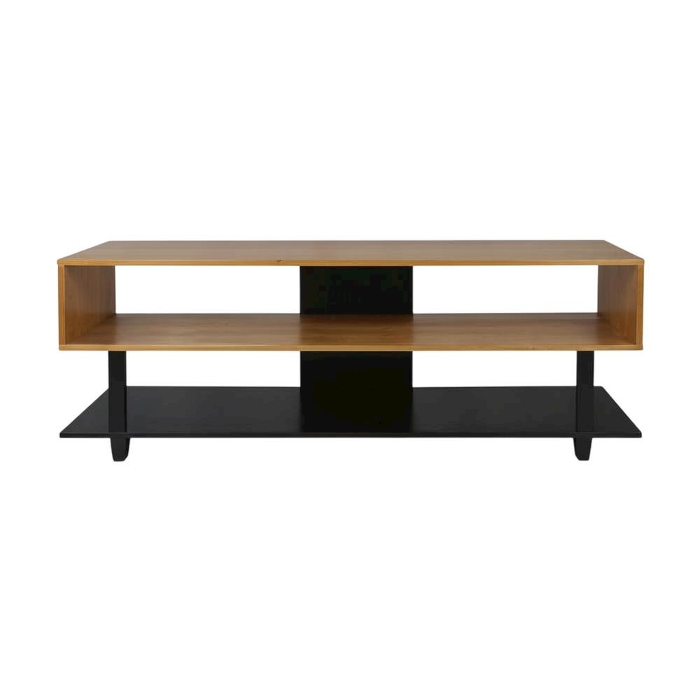 Two-Tone Cherry and Black TV Stand with Solid American Cherry Top and Pine Frame. Picture 4