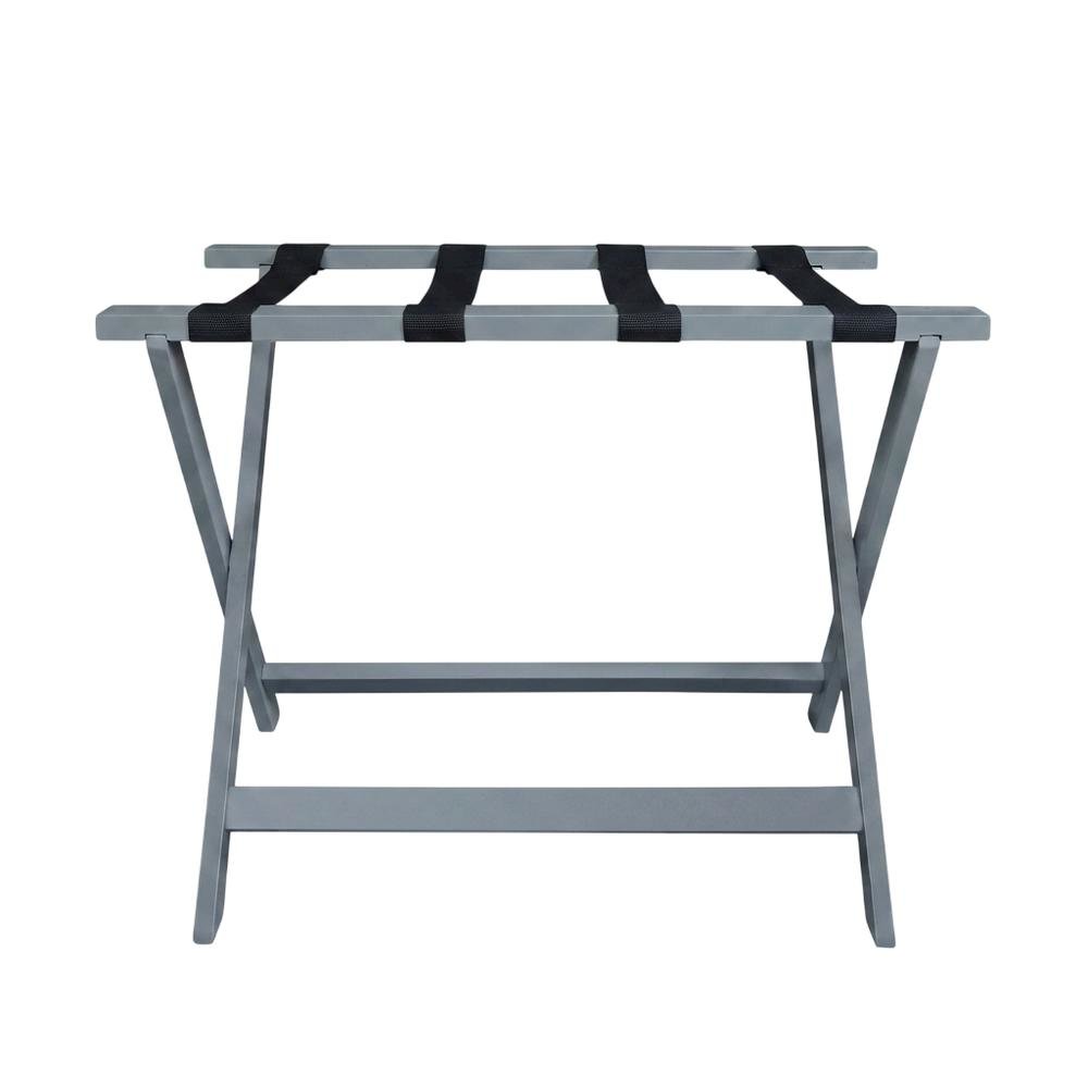 Gray Folding Pine Luggage Rack, Wide Suitcase Stand, Hotel Style. Picture 4